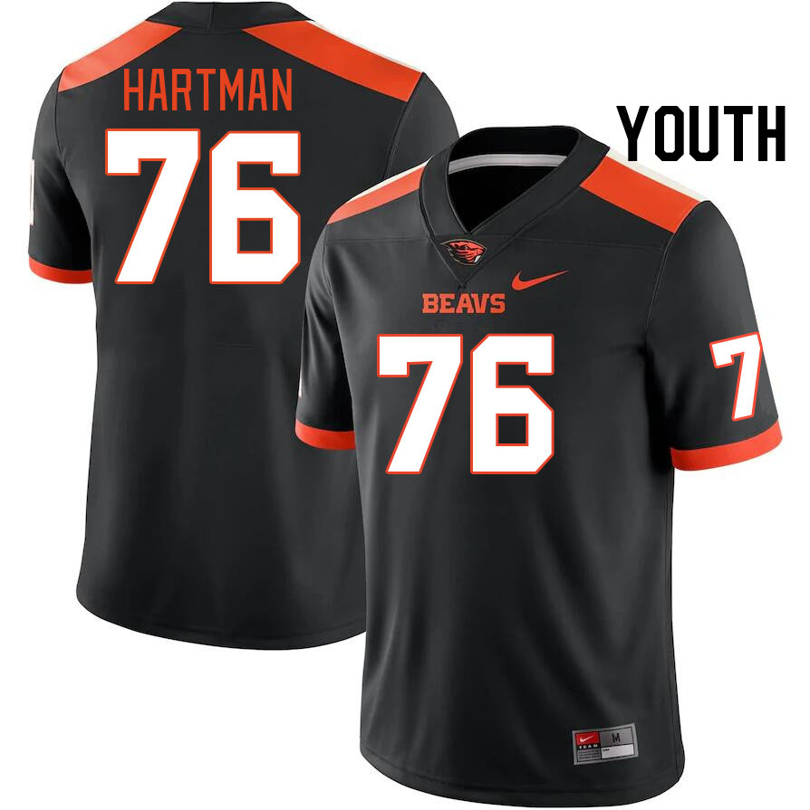 Youth #76 Ben Hartman Oregon State Beavers College Football Jerseys Stitched-Black